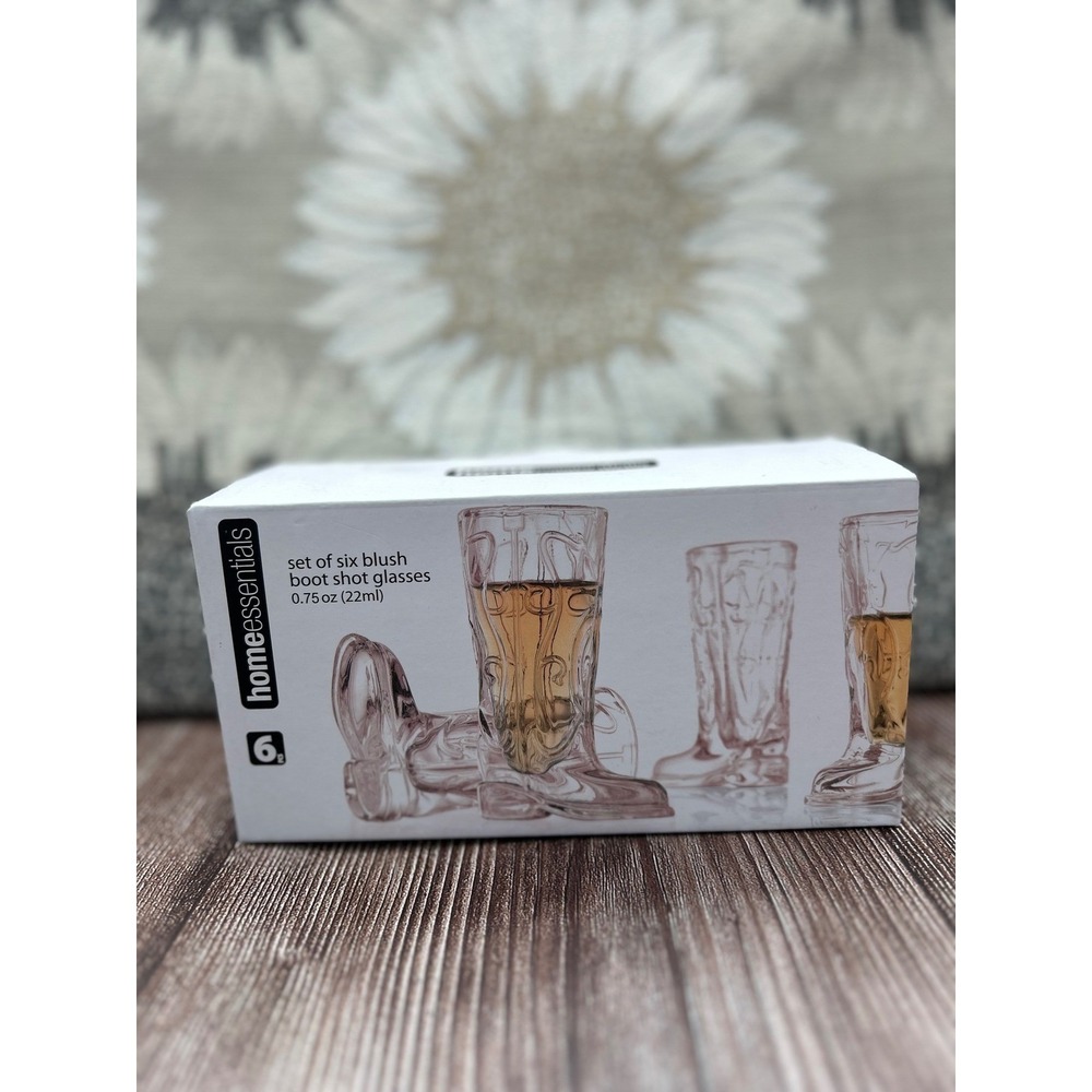 Home Essentials Blush Pink Cowboy Boot Shot Glasses Set of 6 Western Barware